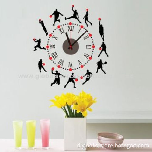 Creative Basketball Style DIY Three Dimensional Wall Sticker Clock Home Decoration, CD827